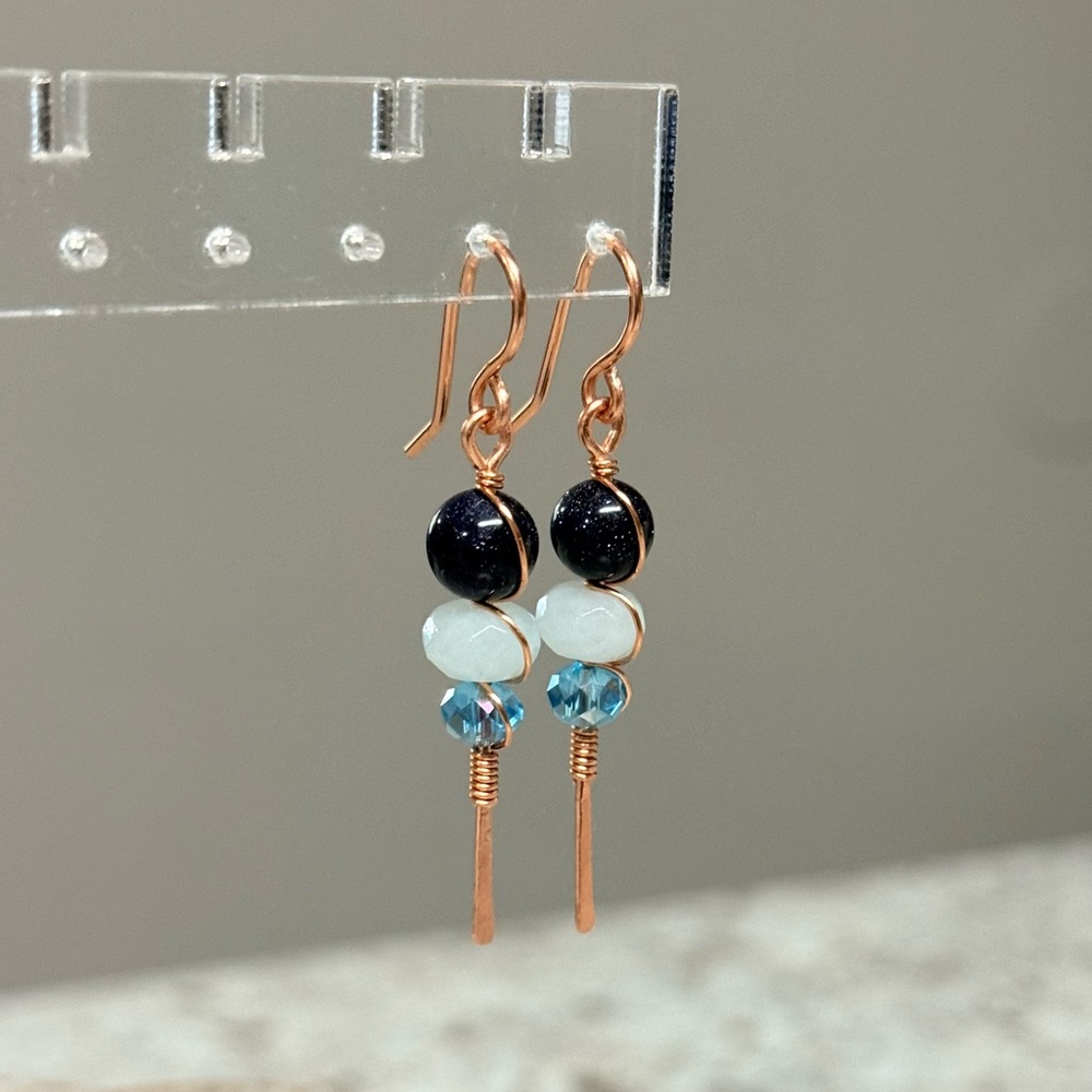 Blue Bubbles Tiered Gemstone Dangle Earrings